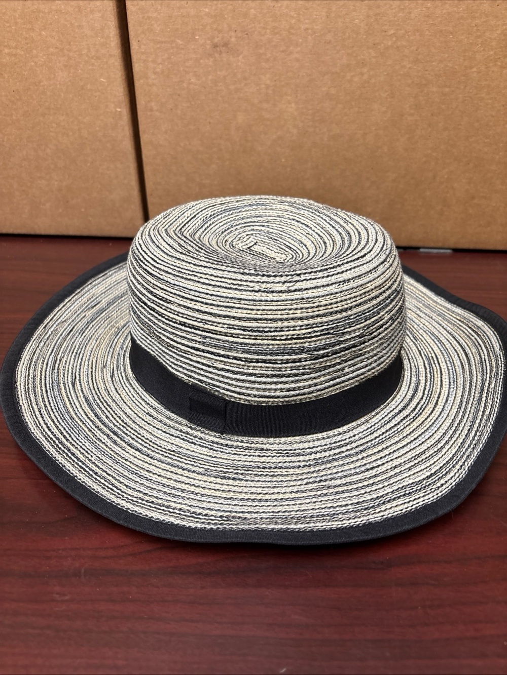 Solar Escape UV Sierra Sun Hat Wide Brim Variegated black Packable Garden Resort